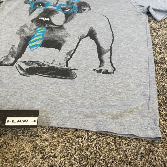 Boys sleepwear shirt size Large grey blue green dog hat glasses tie - Picture 7 of 12